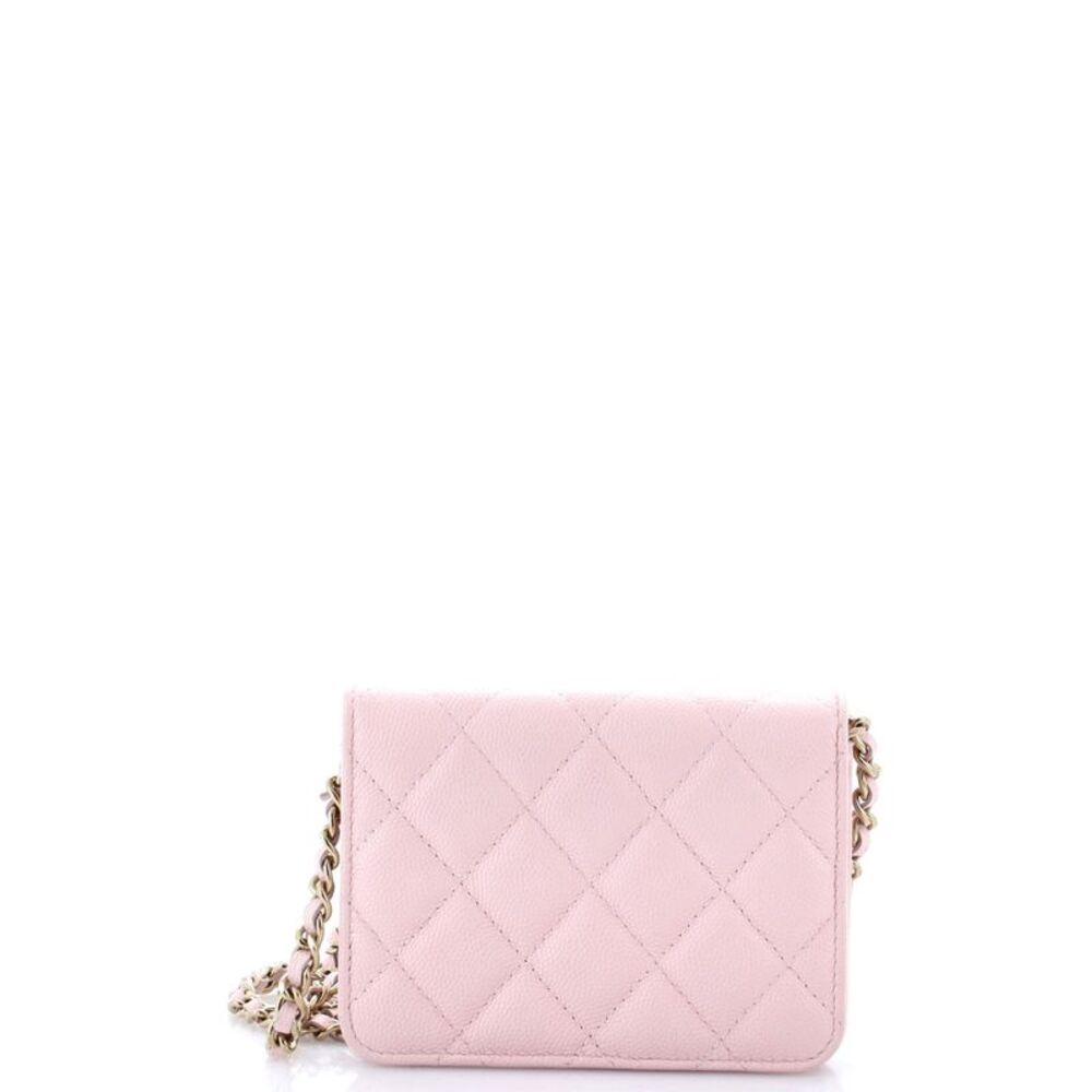 Chanel Classic Flap Card Holder on Chain Quilted Caviar Mini Pink - Picture 3 of 6